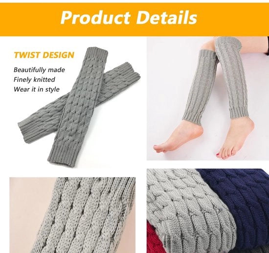 Calze Lunghe per Donna - Panno di Lana - 1 Pair - Colore Grigio Chiaro - Stoffa Estensibile per Comfort