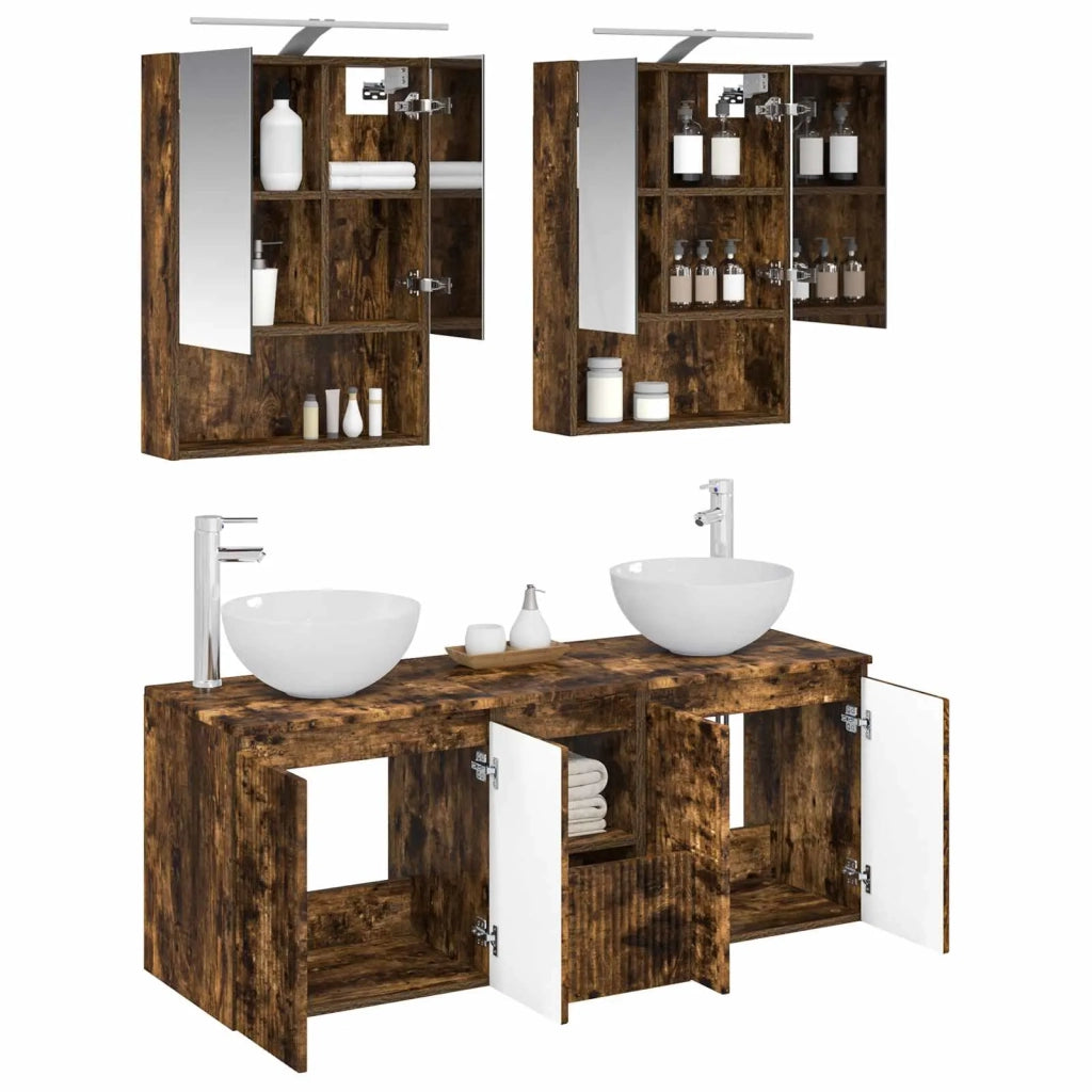 Set di Armadi da Bagno 5 pcs Rovere Fumo 50 x 14,5 x 70 cm 3406363