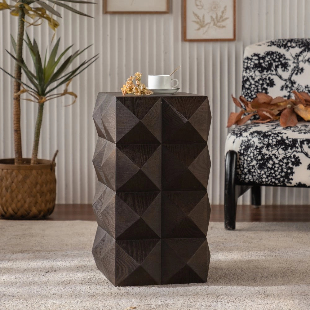 Comodino Vintage in Legno con Pattern in Rilievo ¨C MINIMAL ¨C Marrone, 60 cm
