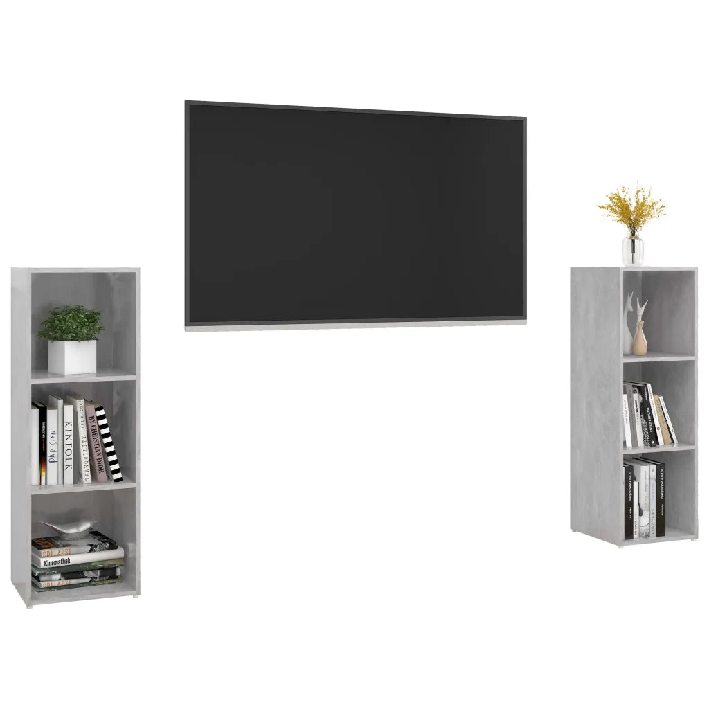 Mobili TV 2 pz Grigio Cemento 107x35x37 cm in Truciolato cod mxl 27143