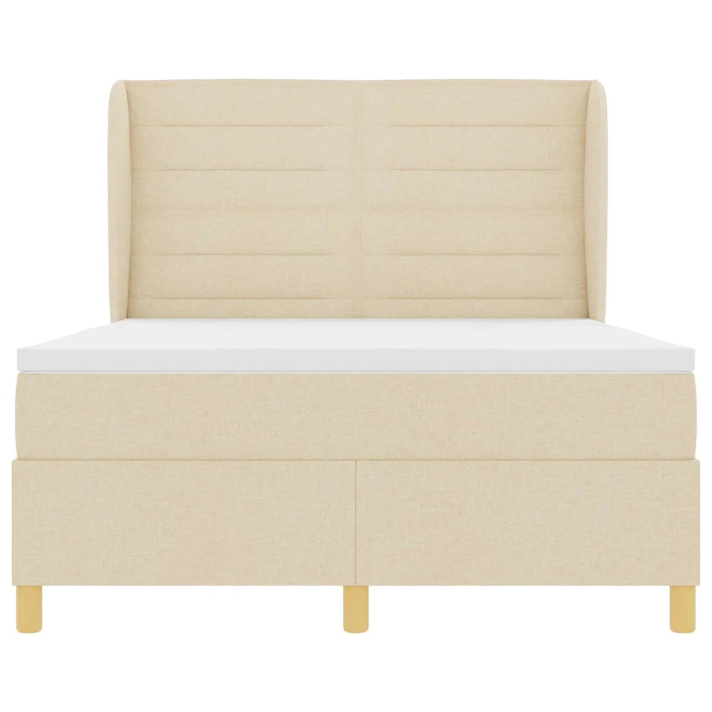 Letto a molle con materasso Crema 200 x 160 cm Tessuto 3340702