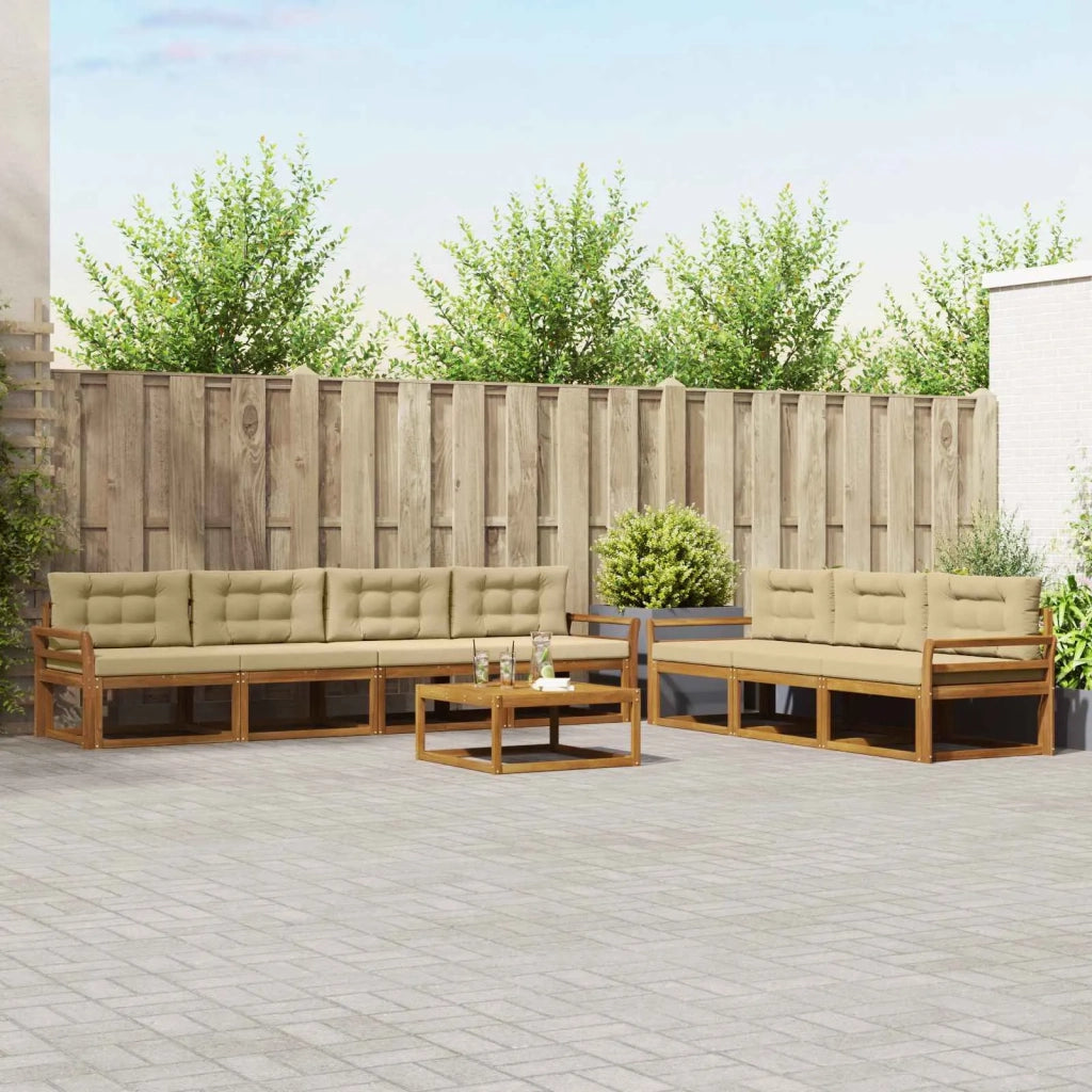 Set di divani da esterno con cuscino 8 pcs Naturale e Beige
