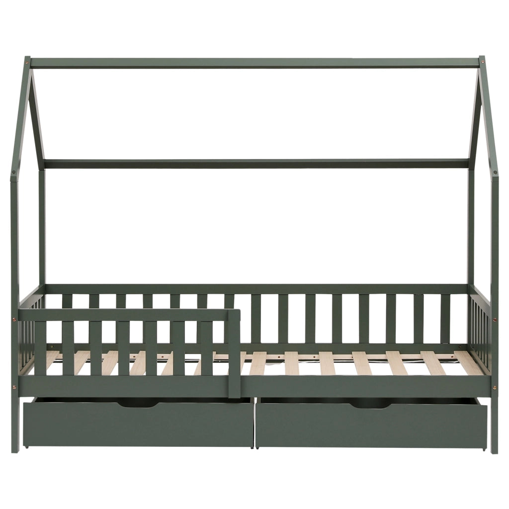 Letto a cabina per bambini 190x90cm verde con cassetti MARCEAU