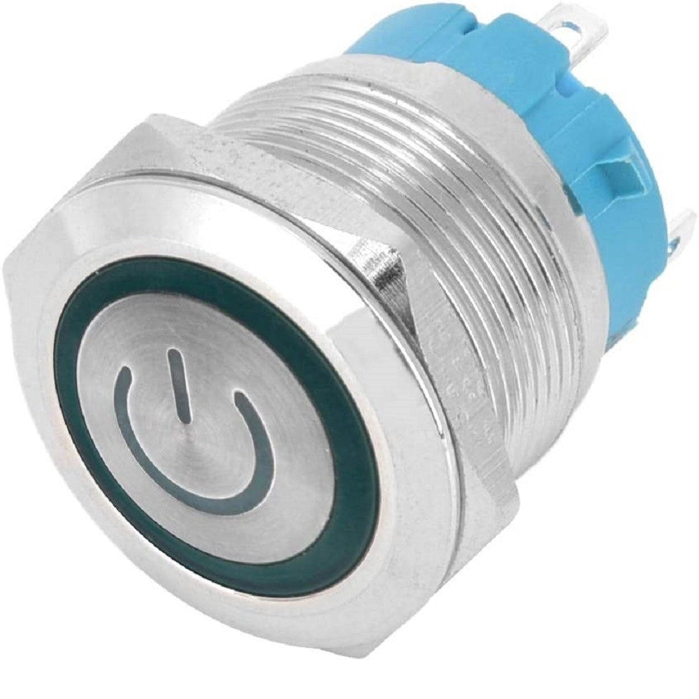 Trade Shop - Interruttore A Pulsante A 4 Pin 22mm Con Segnale Luminoso Di Alimentazione Verde -