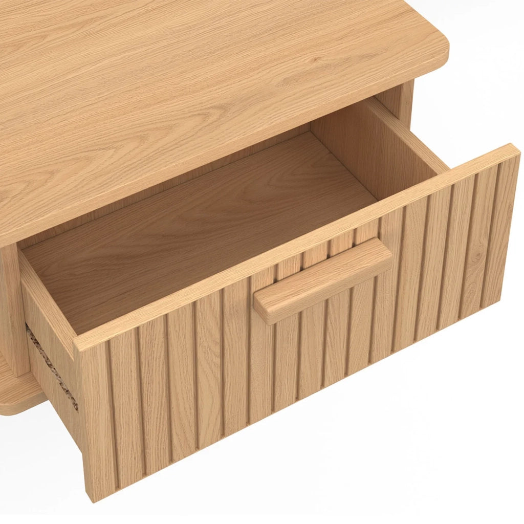 IDMarket - Set di 2 comodini a parete JULIETTE, 1 cassetto, ripiano sospeso, doghe in legno