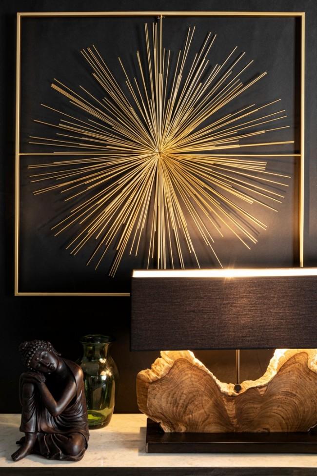 Lampada da Tavolo 60x20x55 cm E27 in Legno Pralume in Cotone Nero