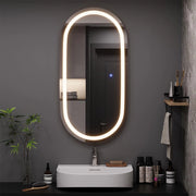 Specchio bagno Miral, Vetro, 100 x 50 cm con illuminazione frontale, adatto al montaggio a parete per ambienti umidi
