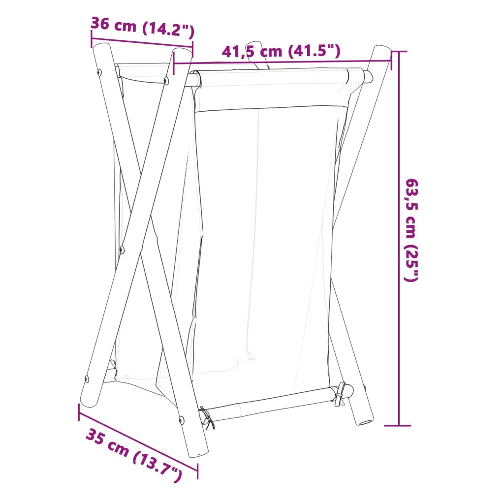 Cesto per Biancheria Bianco Crema 41,5x36x63,5 cm in BambÃ¹