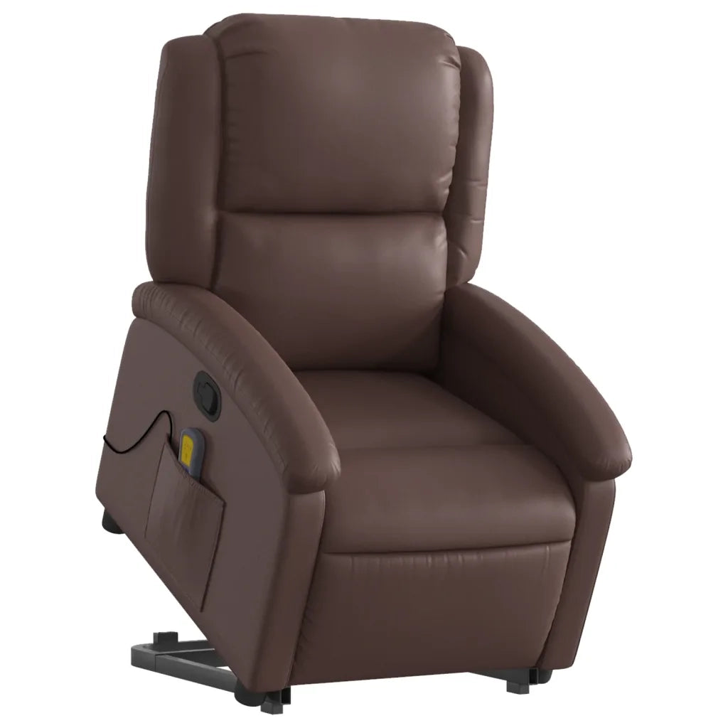 Poltrona Alzapersona Reclinabile Massaggio Marrone Similpelle 3204235
