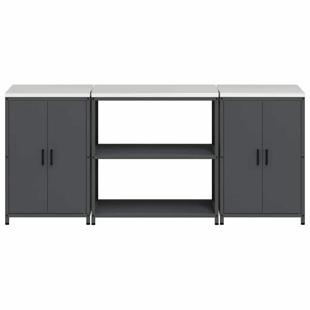 vidaXL Set di Stoccaggio per Cucina 3 pcs Antracite 210 x 50 x 92 cm