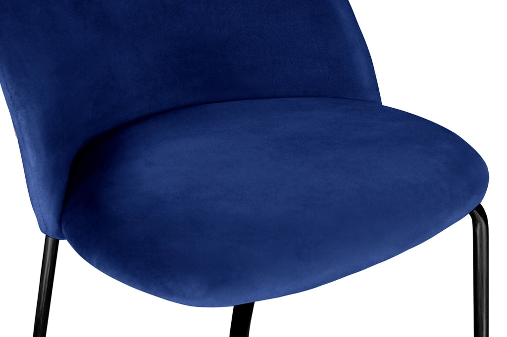 Set di 2 sedie da pranzo imbottite in velluto blu piede nero – Nicole - SD07NIPN