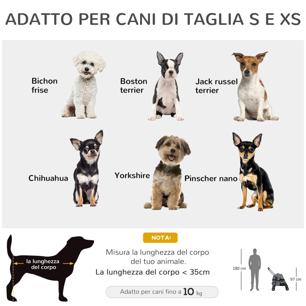 Passeggino per Cani Pieghevole ¨C zephmum ¨C Grigio e Nero 82x47x97 cm