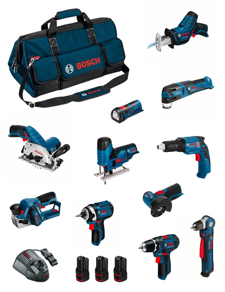 BOSCH Kit BMKB11-28AD3 (GSR12V-15+GDR12V-105+GKS12V-26+GWS12V-76+GST12V-70+GOP12V-28+GSA12V-14+GWB12V-10+GTB12V-11+GHO12V-20...)