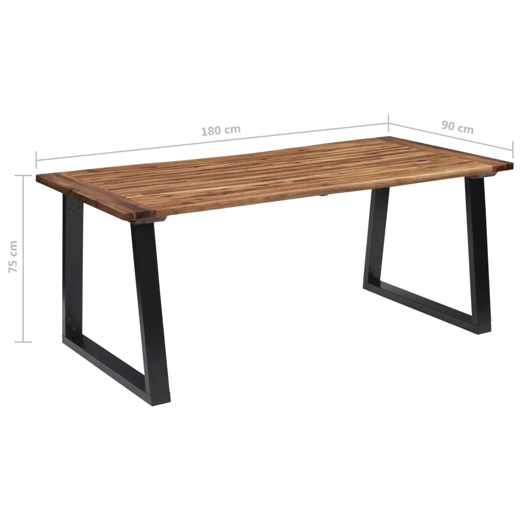 Tavolo da Pranzo in Legno Massello di Acacia 180x90 cm