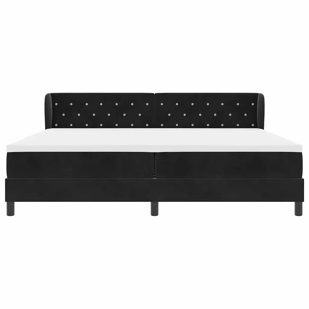 Letto a molle con materasso Nero 200 x 200 cm Velluto 3340354
