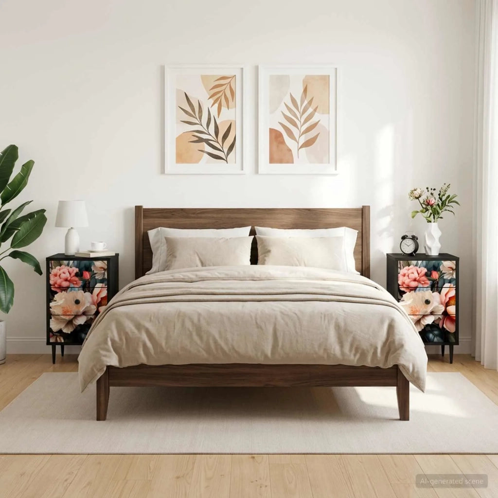 Armadio da Notte BORNE 2 pz Rovere Nero 36 x 33 x 61 cm 8007324