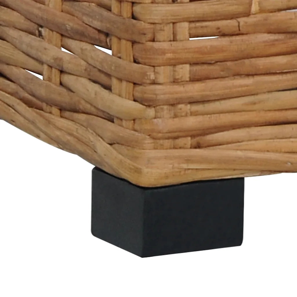 Sedia da giardino-Poggiapiedi con Cuscino in Rattan Naturale