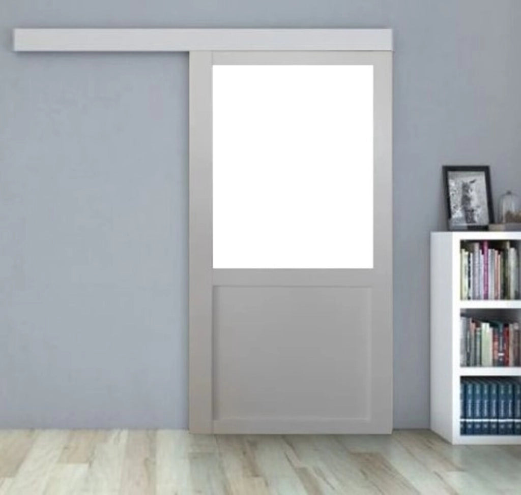 Porta Scorrevole Officina Bianca H204 x L93 senza montante + Binario in alluminio bianco