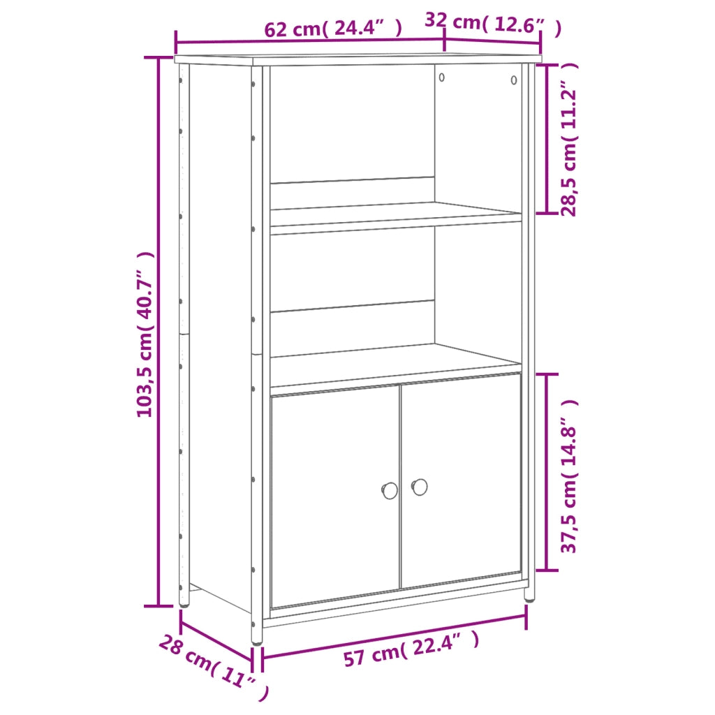 Credenza Grigio Sonoma 62x32x103,5 cm in Legno Multistrato 834218