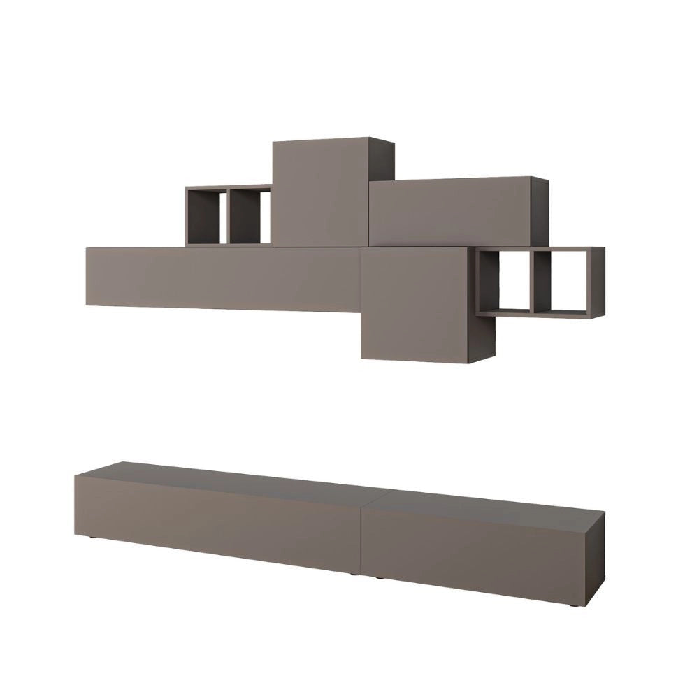 Parete Attrezzata Soggiorno 260 cm in MDF Tromen Light Mocha