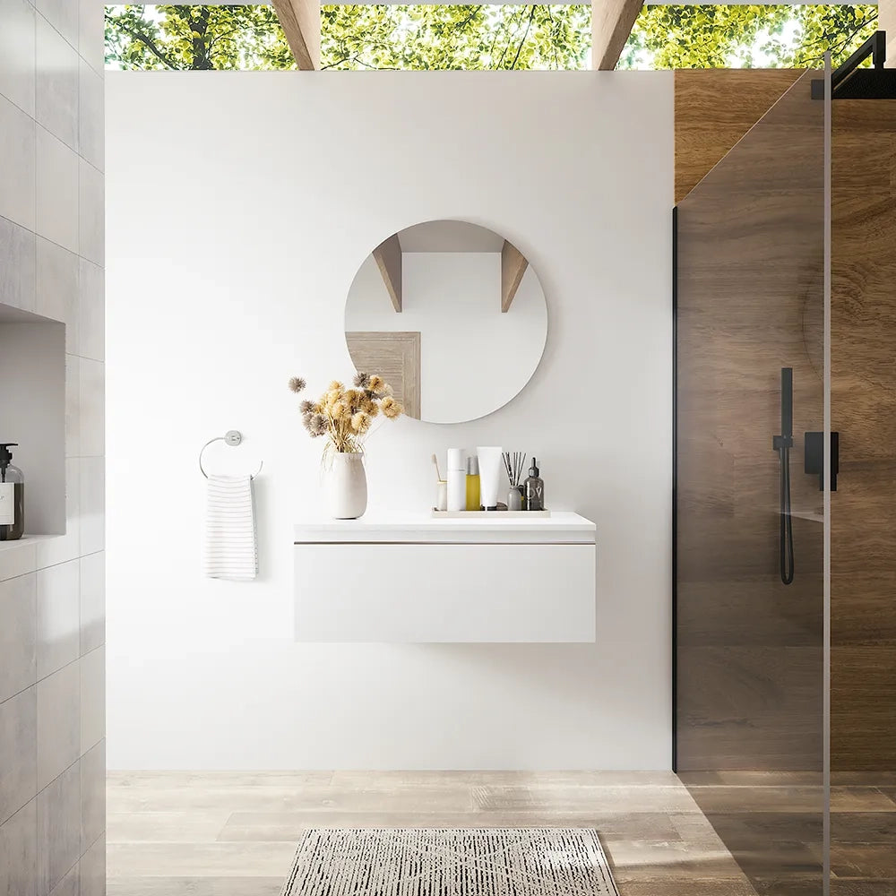 Cassettone sospeso 80 cm bianco opaco | Darwin