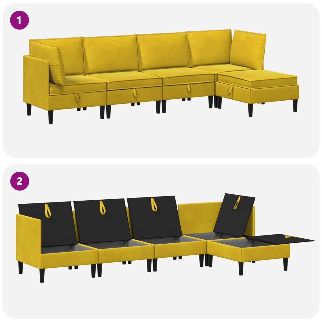 Set di mobili per il soggiorno con cuscino 5 pcs Giallo Velluto