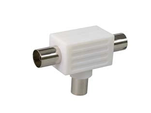 ADATTATORE TV COASSIALE- - 1 spina + 2 prese mm.9,5 - 10 pezzi