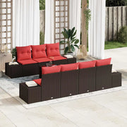 Set Divano da Giardino con cuscino 8 pcs Marrone polyrattan