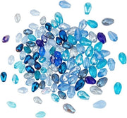 120 pezzi di cristalli di perla a goccia blu con foro verticale per gioielli fai da te