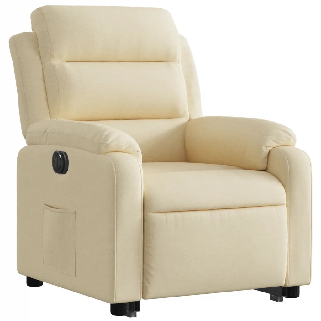 Poltrona Alzapersona Reclinabile Elettrica Crema in Tessuto 3205013
