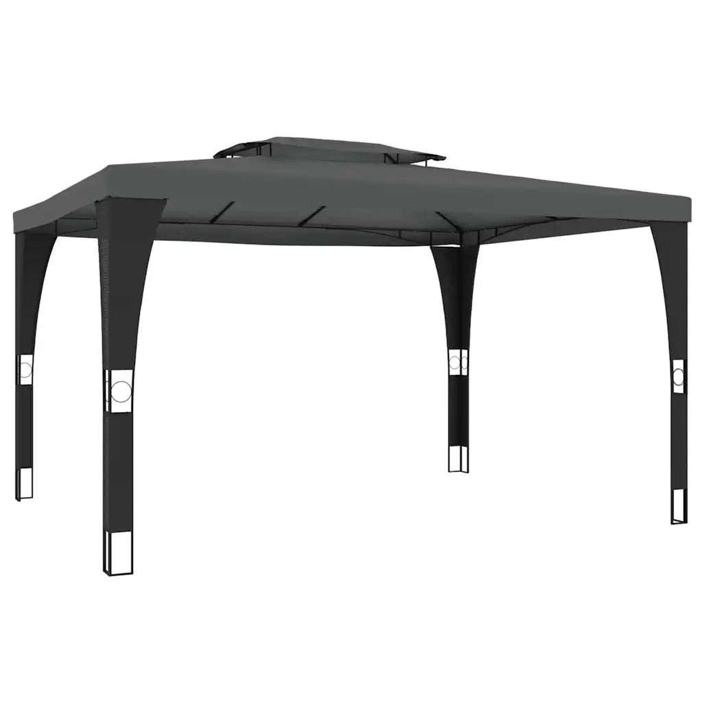 vidaXL Gazebo con Tetto Doppio Antracite 3,98x2,98 m in Acciaio