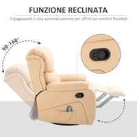 Poltrona Relax Massaggiante e Reclinabile 97x92X104 cm in Similpelle Beige