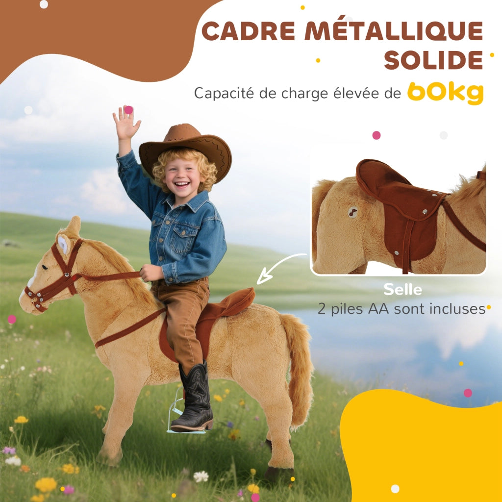 Casetta Bambini Cavallo Giocattolo con Suoni ¨C Zephmum ¨C Beige 85 cm