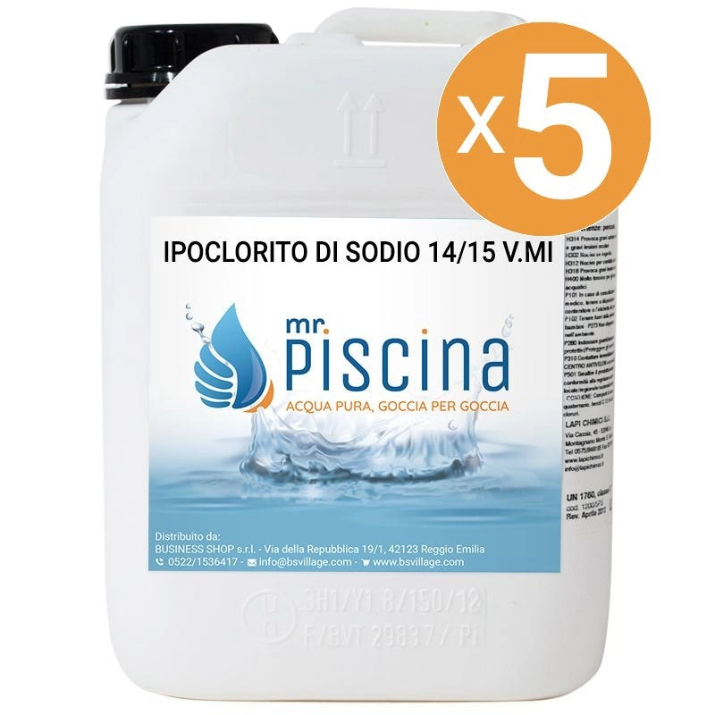 Ipoclorito Di Sodio 14/15 V.mi, 5 Confezioni Da 6 Kg