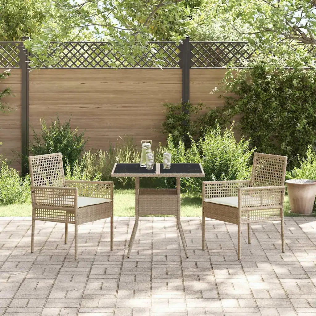 Set da Pranzo per Giardino 3 pcs Beige polyrattan 3334931
