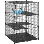 Gabbia per Gatti Recinto Personalizzabile 3 Livelli, 105cm, Nero