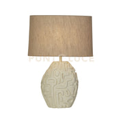 Lampada da tavolo Adelaide 1Lt, resina crema con paralume in lino bianco