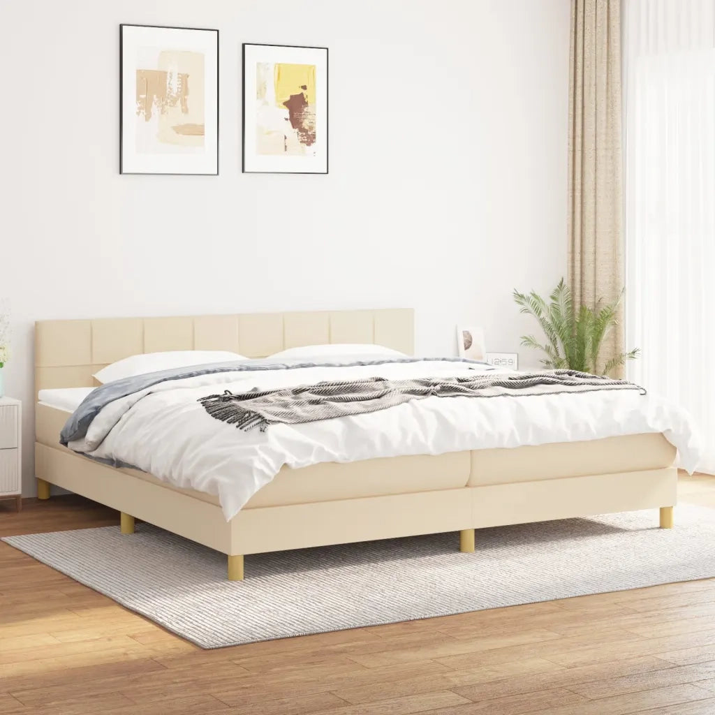 Giroletto a Molle con Materasso Crema 200x200 cm in Tessuto 3140646
