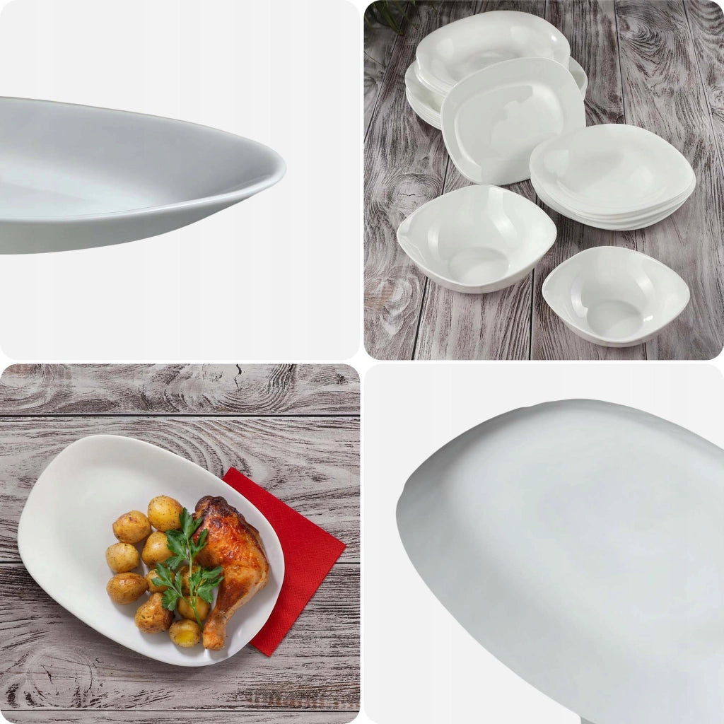Piatto da portata ovale in vetro KADAX 22x16 cm per snack, bianco