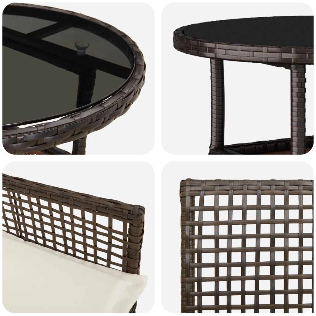 Set da Pranzo da Giardino 5 Pezzi Marrone Polyrattan