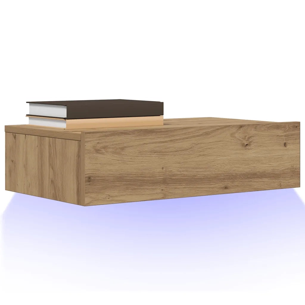 Mobile Porta TV con Luci LED Rovere Artigianale 60x35x15,5 cm 856345