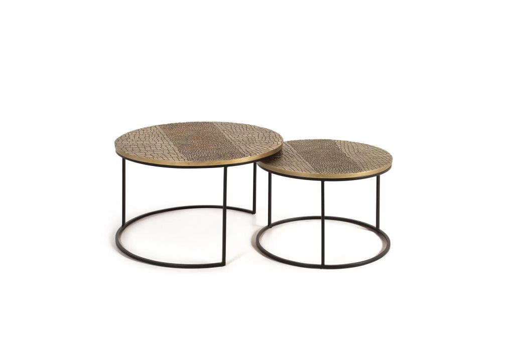 Set 2 tavollini in metallo colore nero e bronzo