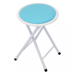 Sgabello Pieghevole da Campeggio Slim Ø30x45 h cm in Acciaio Blu