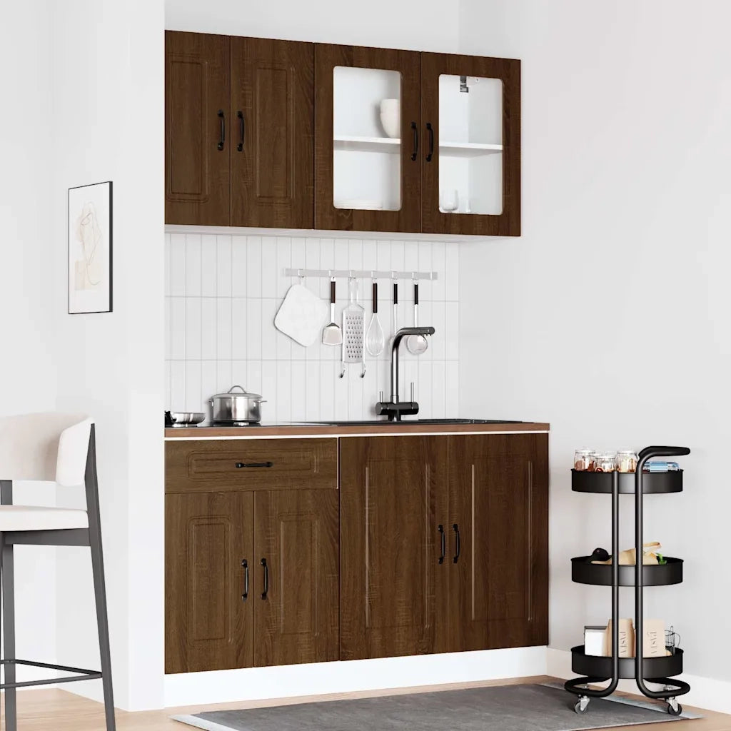 Set Mobili da Cucina 4 pz Kalmar Rovere Marrone in Truciolato