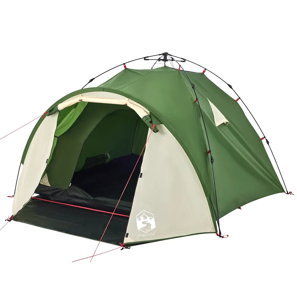 Tenda a Cupola da Campeggio 3 Persone-Tenda per Escursionismo Verde a Rilascio Rapido 142387