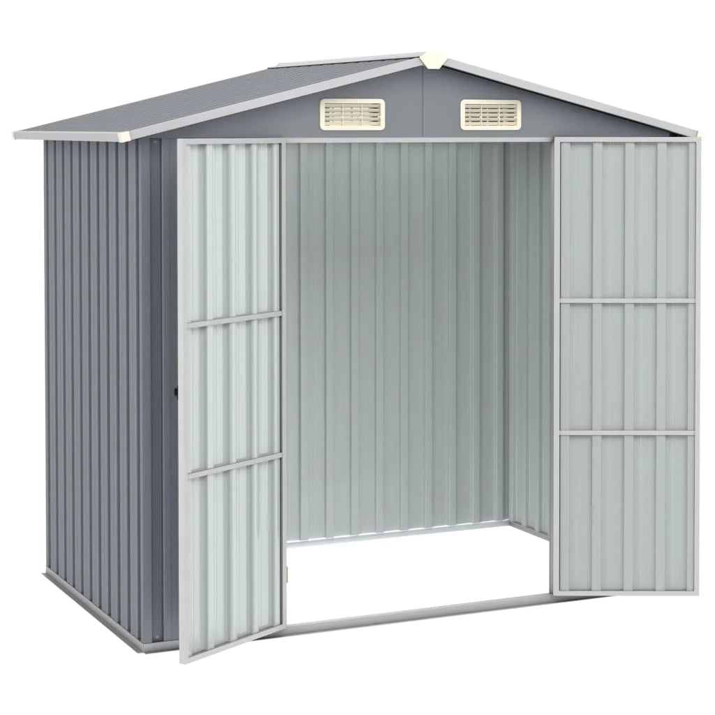 Casetta da giardino cabina ripostiglio casetta da esterno robusta casetta per attrezzi 205 x 129 x 183 cm acciaio zincato grigio 02_0022232