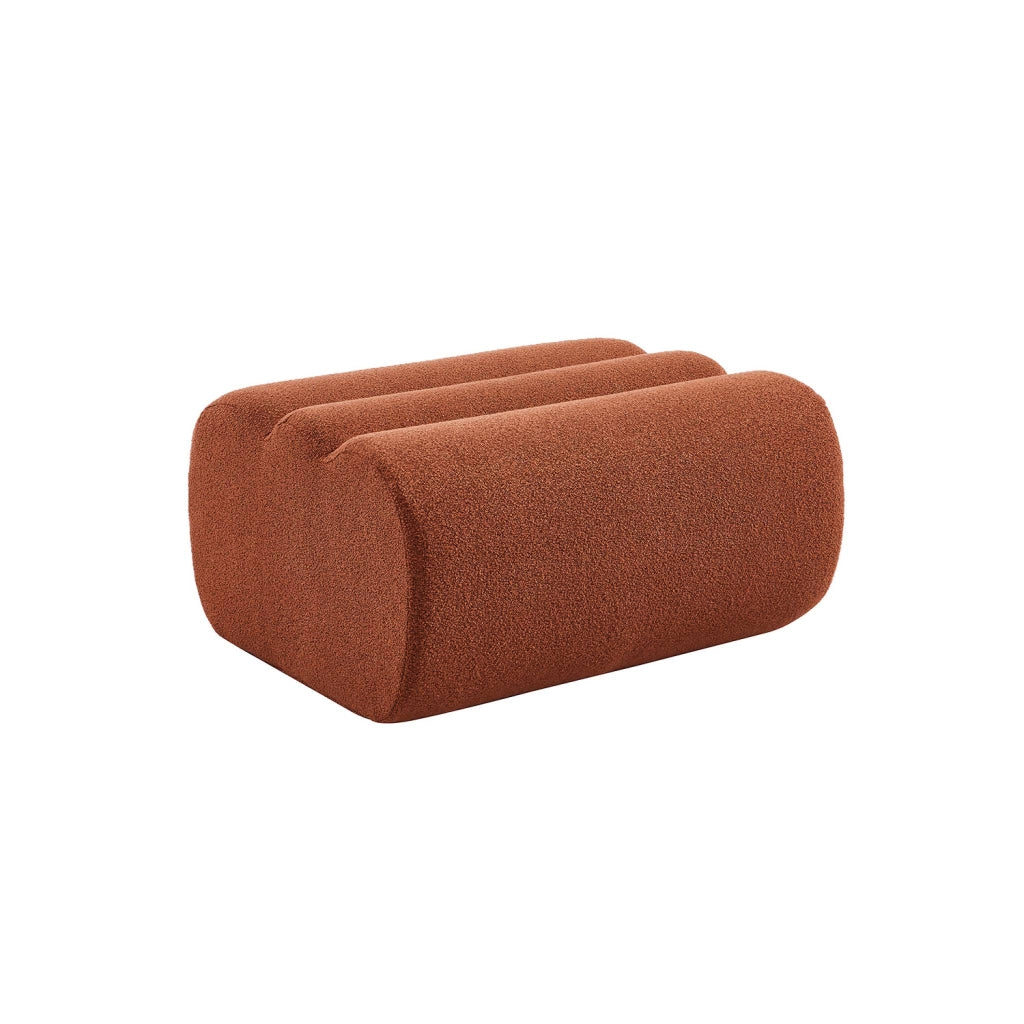 Poltrona bouclé testurizzata con poggiapiedi, 1 posto, terracotta