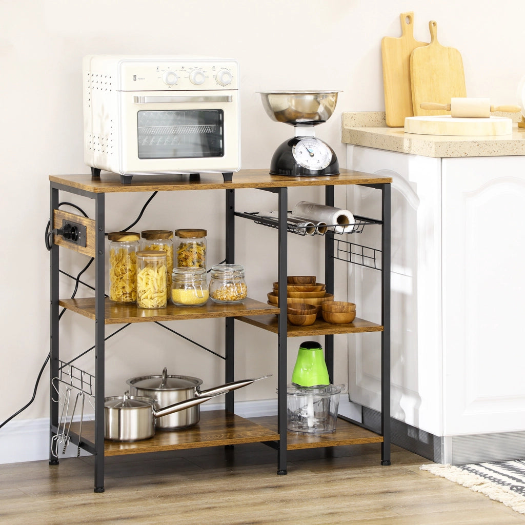 Libreria da Cucina con Presa Elettrica ¨C zephmum ¨C 90x40x83 cm Marrone