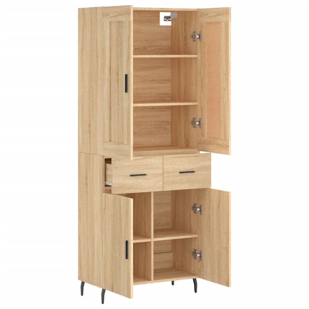 Buffet credenza cassettiera armadio mobile contenitore organizer cucina soggiorno salotto rovere Sonoma alto 69,5 x 34 x 180 cm legno ingegnerizzato marrone 02_0034120