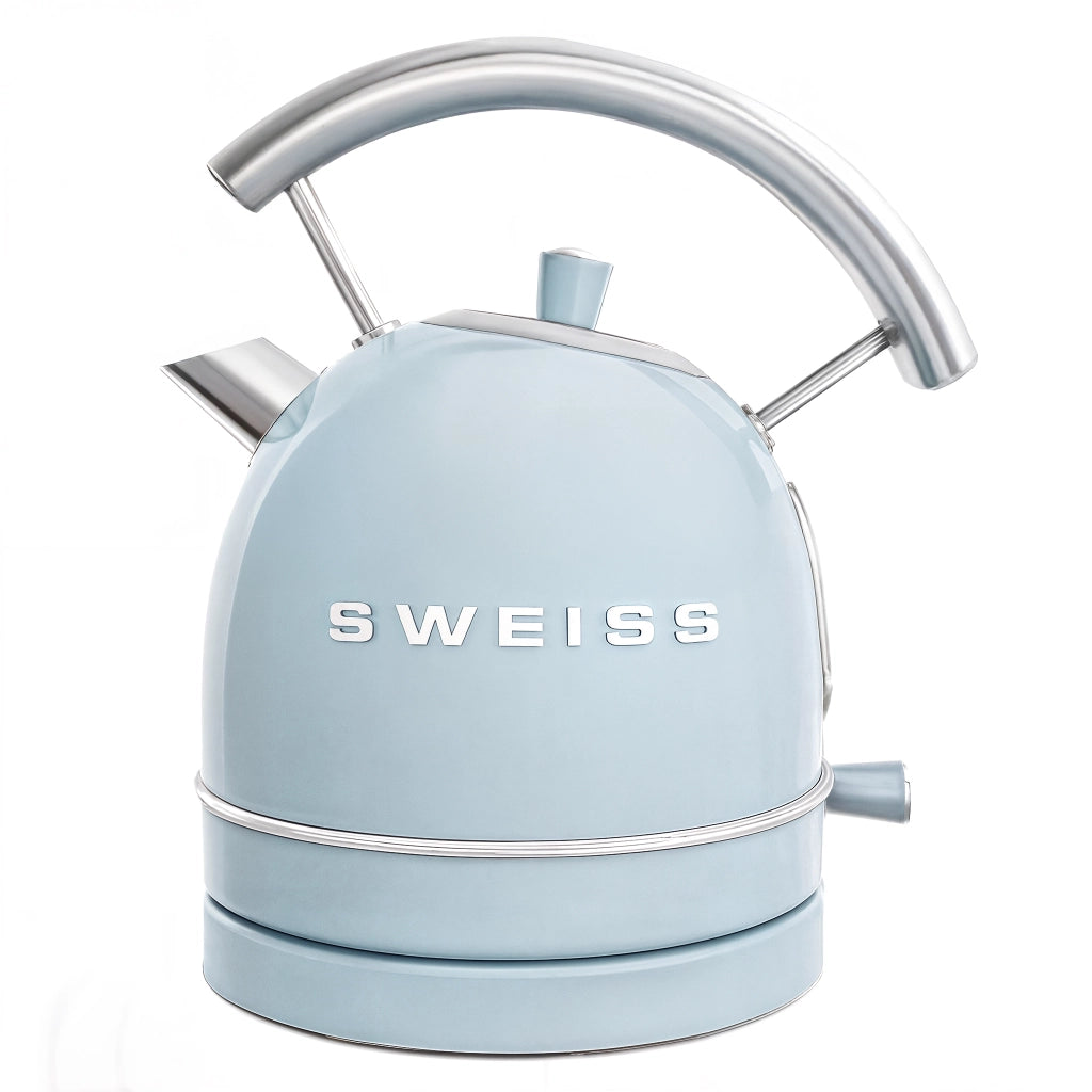 Bollitore vintage SWEISS KTL6 1,8L con base girevole a 360°C, 2200W, azzurro
